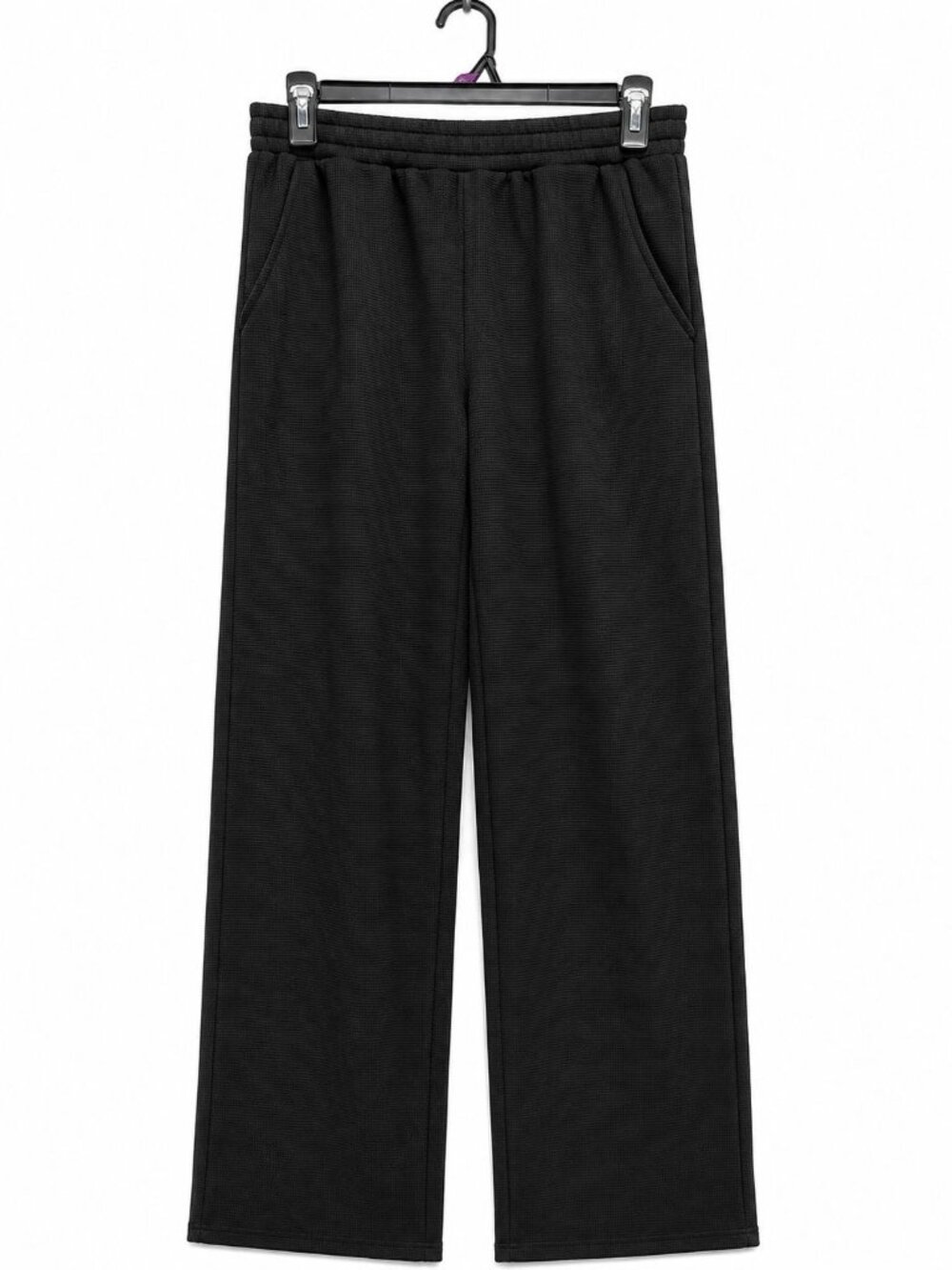NAP Women's Black Thermal Knit Wide Leg Lounge Pants Size Medium NWT